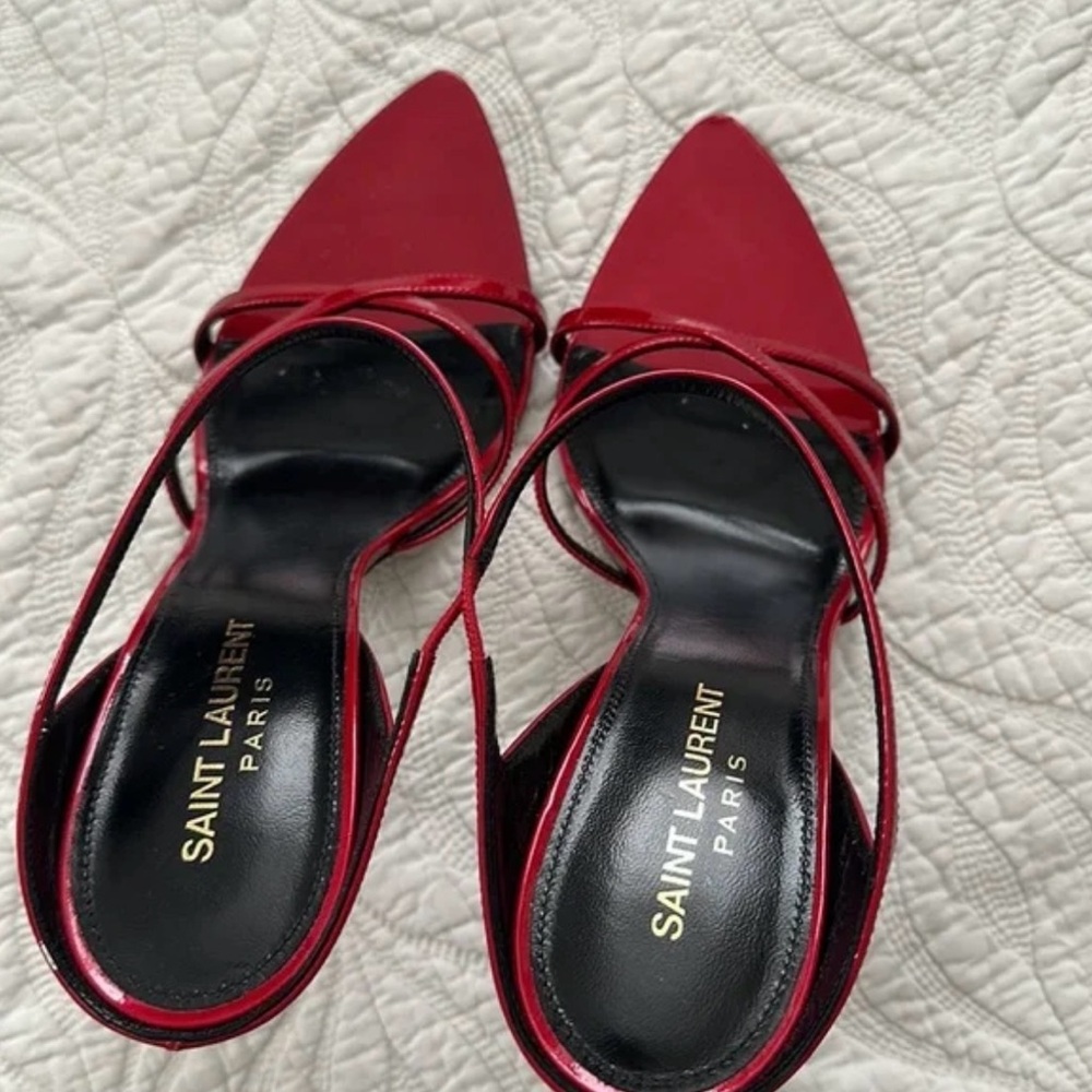 Saint Laurent Red Gippy Sandal Heel - Picture 3 of 7